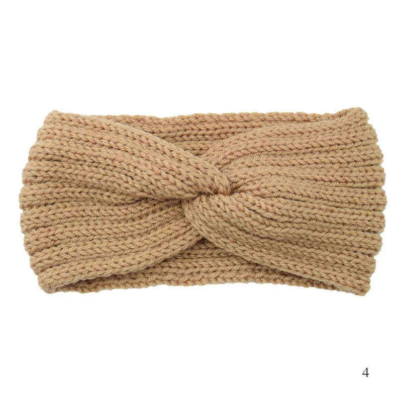 Outono inverno sólido crochet tricô lã mulheres headband tecelagem handmade DIY cabelo faixas aquecer doce menina acessórios aa220323