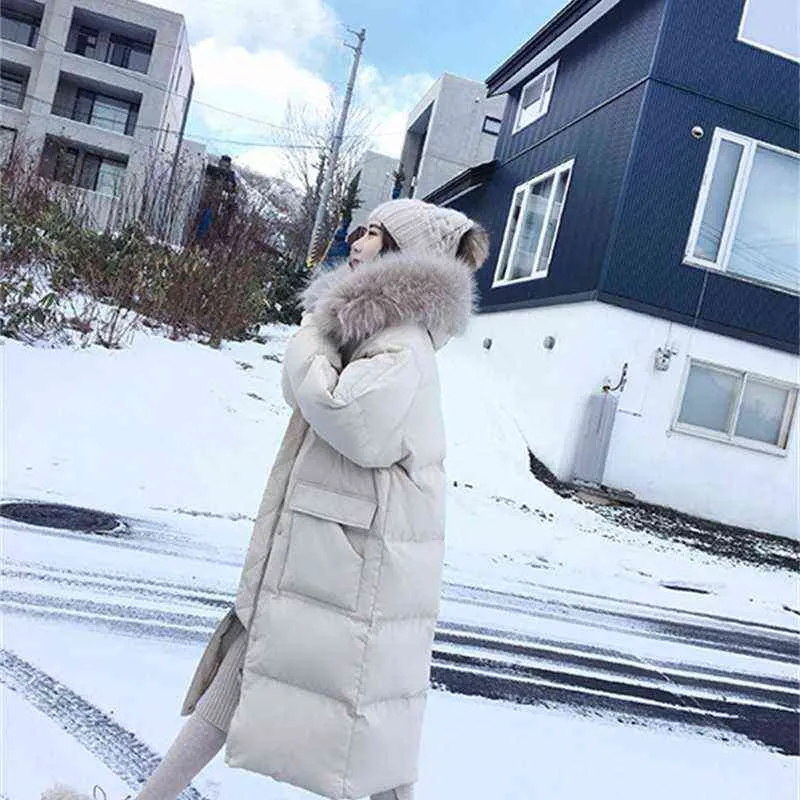 冬の女性が肥厚した長いジャケットカジュアルルーズ毛皮のようなフード付きソリッドフィックウォームスノージャケット拡張ファッショントレンドジャケット女性l220725