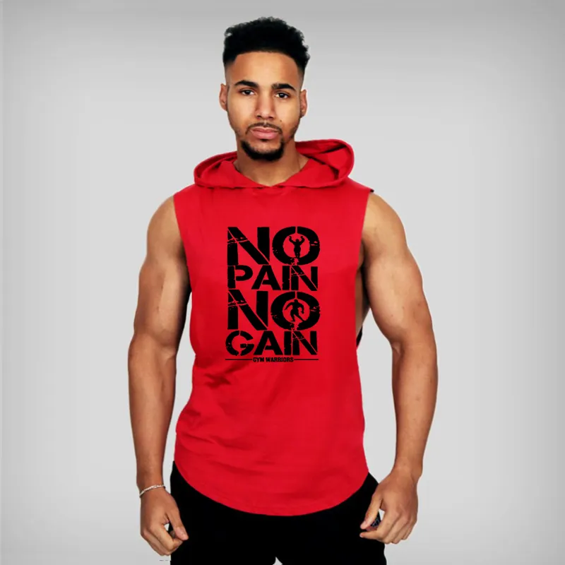 Marque Gyms Vêtements Hommes Bodybuilding Débardeur À Capuchon Coton Sans Manches Gilet Sweat Fitness Entraînement Sportswear Tops Mâle 220621