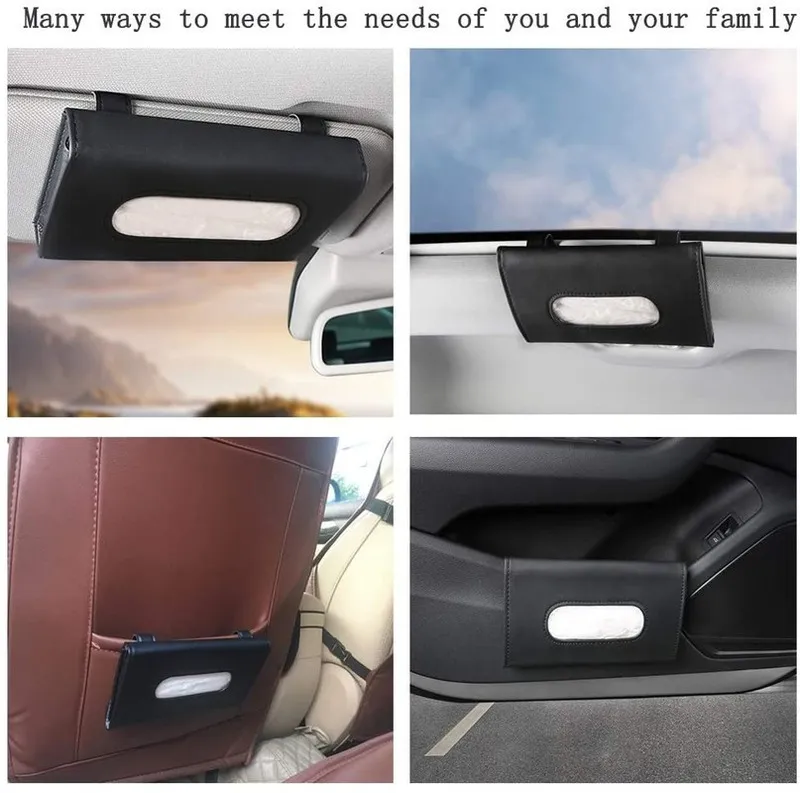 Car Visor Tissue Tissue Box Towel Tootes Premium Leather PU Sun Interior Storage for BMW Mulher Men 220523