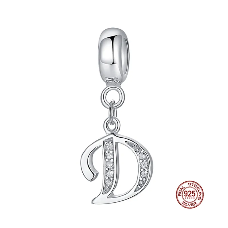 Ciondolo Pandora in argento 925 con ciondolo braccialetto 925 a forma rotonda dalla A alla Z. Set di ciondoli con lettere pendenti con perline fini fai da te