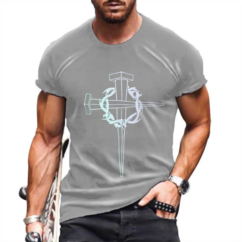 Mens T-shirts 2022 Vår och sommar Ny T-tröja Mode 3D Tryckt Tees Men Casual Short Sleeve Top