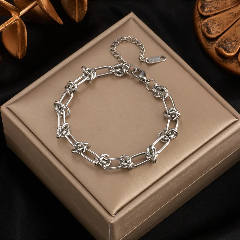 DIEYURO 316L Stainless Steel Gold Silver Color Chain Bracelet For Women Classic Rust Proof Fashion Girl Wrist Jewelry Gift 220726