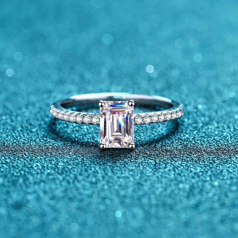 AETEEY 1CT D Color anillo cuadrado Real corte esmeralda o corte radiante 925 compromiso de plata esterlina joyería fina para mujeres 220816