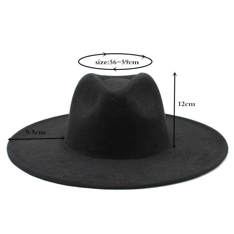 Chapéu Fedora Clássico Aba Larga Preto Branco Lã Chapéus Homens Mulheres Chapéus De Inverno Esmagáveis Derby Casamento Igreja Jazz Chapéus 220705