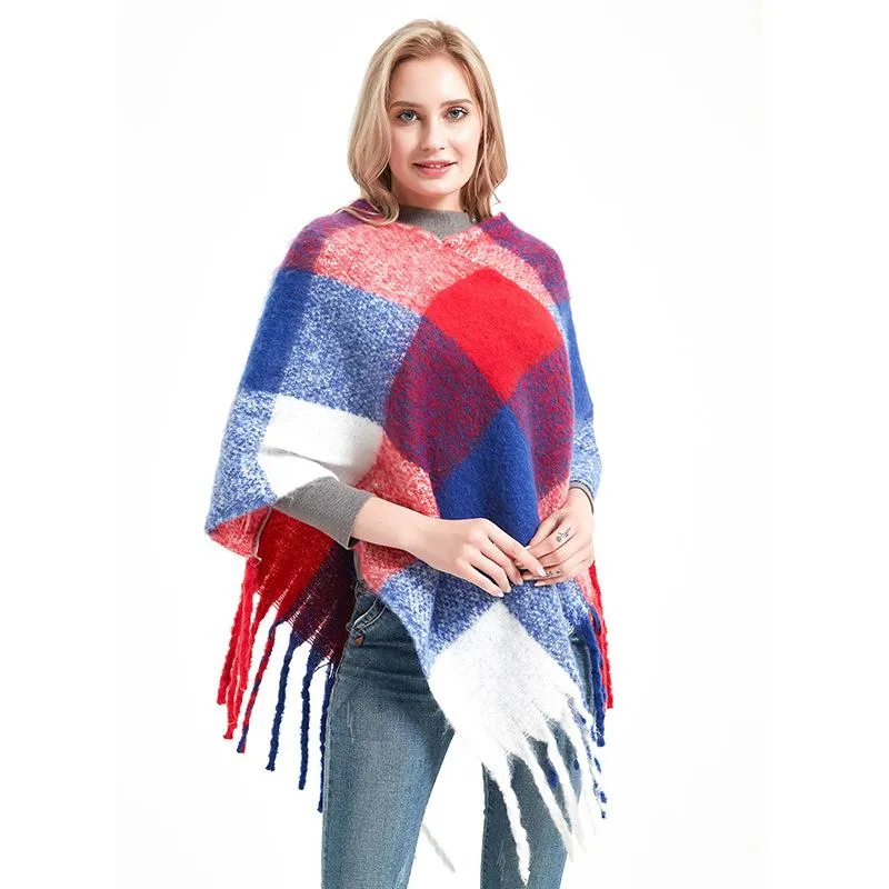 Scarves Designer Women Winter Plaid Poncho Square Pashmina Bandana Cashmere Thicken Blanket Knitted Warm Soft Shawls And WrapsScar260K