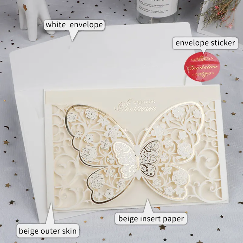 Laser Cut Invitation Hollow Flora Greeting Cards Customized Wedding Decoration Party Supplies 220711