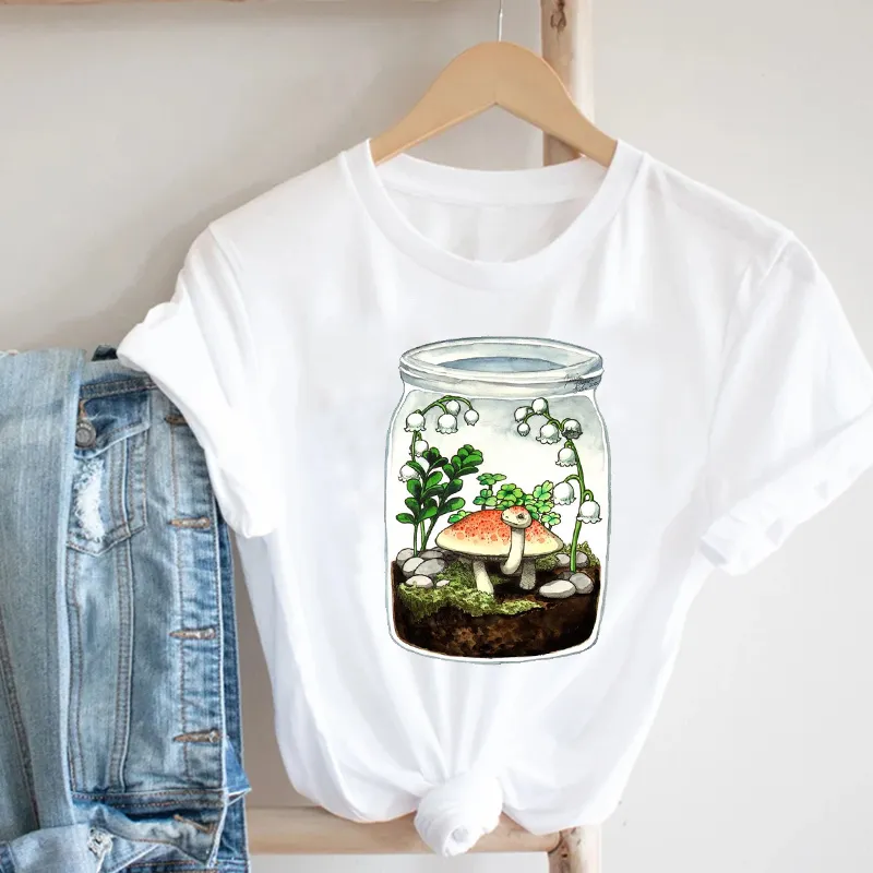 Frauen Druck Cartoon Pflanze Frühling Sommer 90s Mujer Camisetas Mädchen Mode Kleidung Drucken T Top T-shirt Weibliche Grafik 220527
