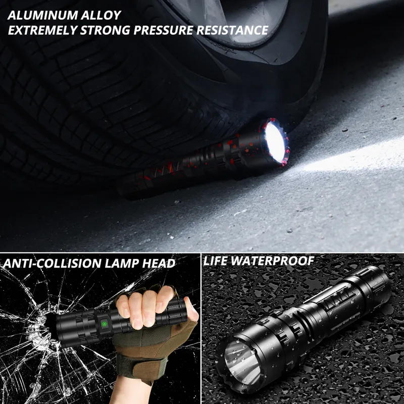 High Power XHP502 LED Flashlight Hunting Military Tactical Flash Light L2 Waterproof 18650 Torch 500M USB Lanterna Self Defence 220701