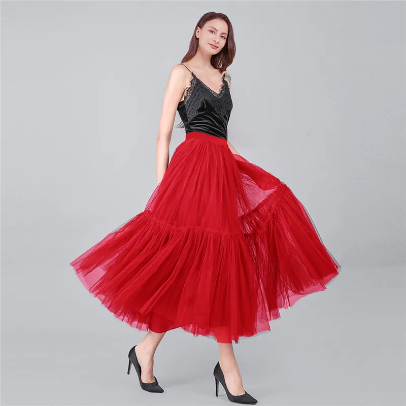 Papticoat Tutu Tulle Salia vintage midi plissado malha macia Saias de dama de honra Faldas Mujer Saiias Jupe 220611