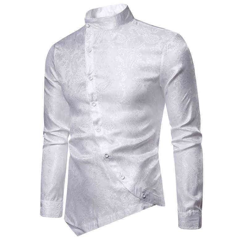 Herren Paisley Kleid Hemd Smoking Hemden 2022 Marke Neue Slim Fit Stehkragen Hemd Männer Camisa Masculina Party Business hemd L220704