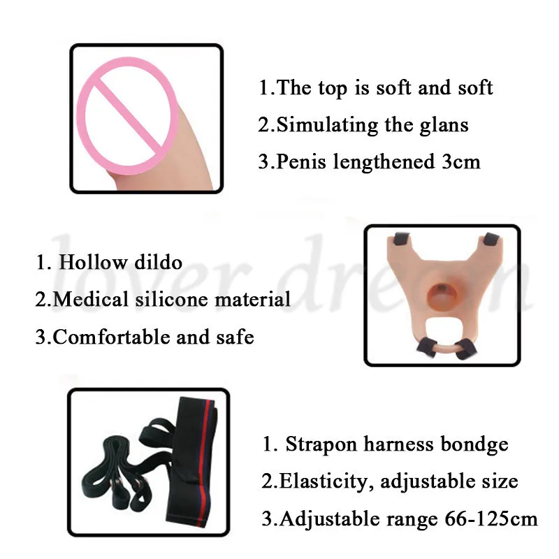 Cinturino realistico regolabile su dildo cavo in silicone Gay ingrandimento del pene Expander Strapon Harness Bondge giocattoli sexy uomo donna