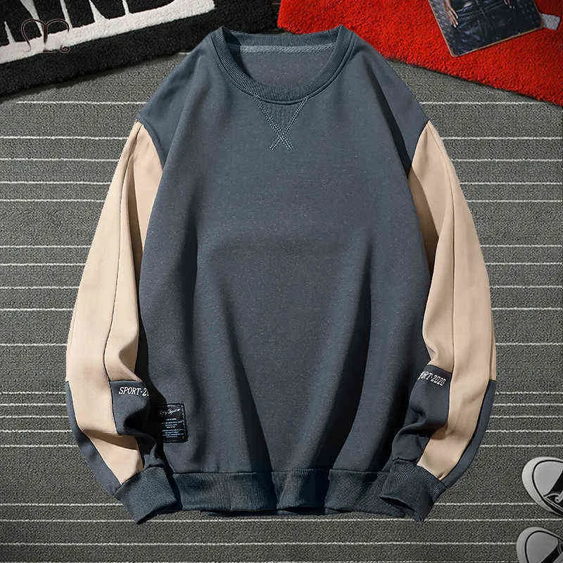 Autumn Spring Patchwork Hoodies Men 2022 Plus Size Round Neck Sweatshirts Hip Hop Punk Streetwear Casual Sweater Sportswear 4XL L220801