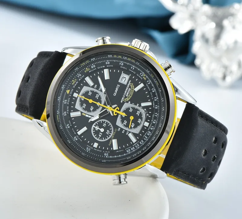 2022 relógios de luxo masculinos de alta qualidade série de seis pontos todos os mostradores funcionam relógio de quartzo masculino japão marca superior aço e couro st263j