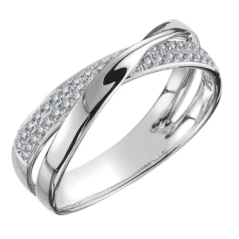 Anéis de casamento clássicos para mulheres Moda Two Tone X Shape Cross CZ Ring Jóias de noivado feminino 220719