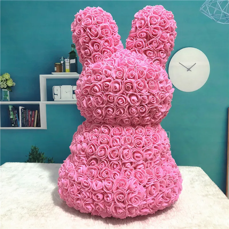 45cm Roses Bunny Valentine's Day Eternal Flower Rabbit Romantic Wedding Engagement Ceremony Party Decoration Christmas Gifts 220505