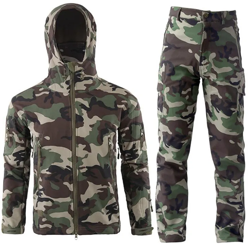 Men Camouflage Jacket Sets Outdoor Shark Skin Soft Shell Windbreaker Waterproof Hunting Clothes Set Military Tactical Clothing 220809