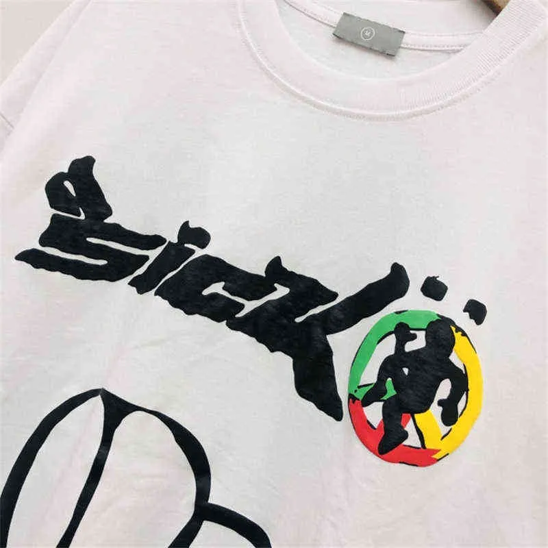 T-shirt Sicko con stampa pasta sfoglia Uomo Donna Migliore qualità Nero Bianco Stile estivo Top TeeT220721