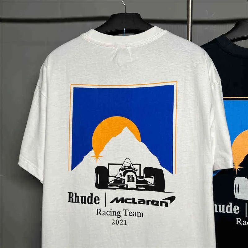 2022ss Summer Short Sleeve Racing Rhude t Shirt Men Women Version Oversize T-shirts Tee