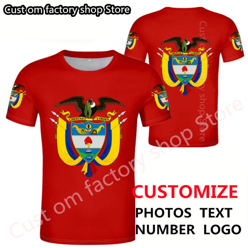 KOLUMBIEN T-Shirt DIY kostenlos nach Maß Name Nummer Col T-Shirt Nation Flagge Co Spanische Republik Land Druck P O 0 Kleidung 220616
