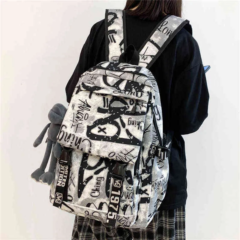الأزياء المدرسية النسائية التمويه كتابات زوجين حقيبة الظهر قدرة كبيرة حقائب الطالب الذكور