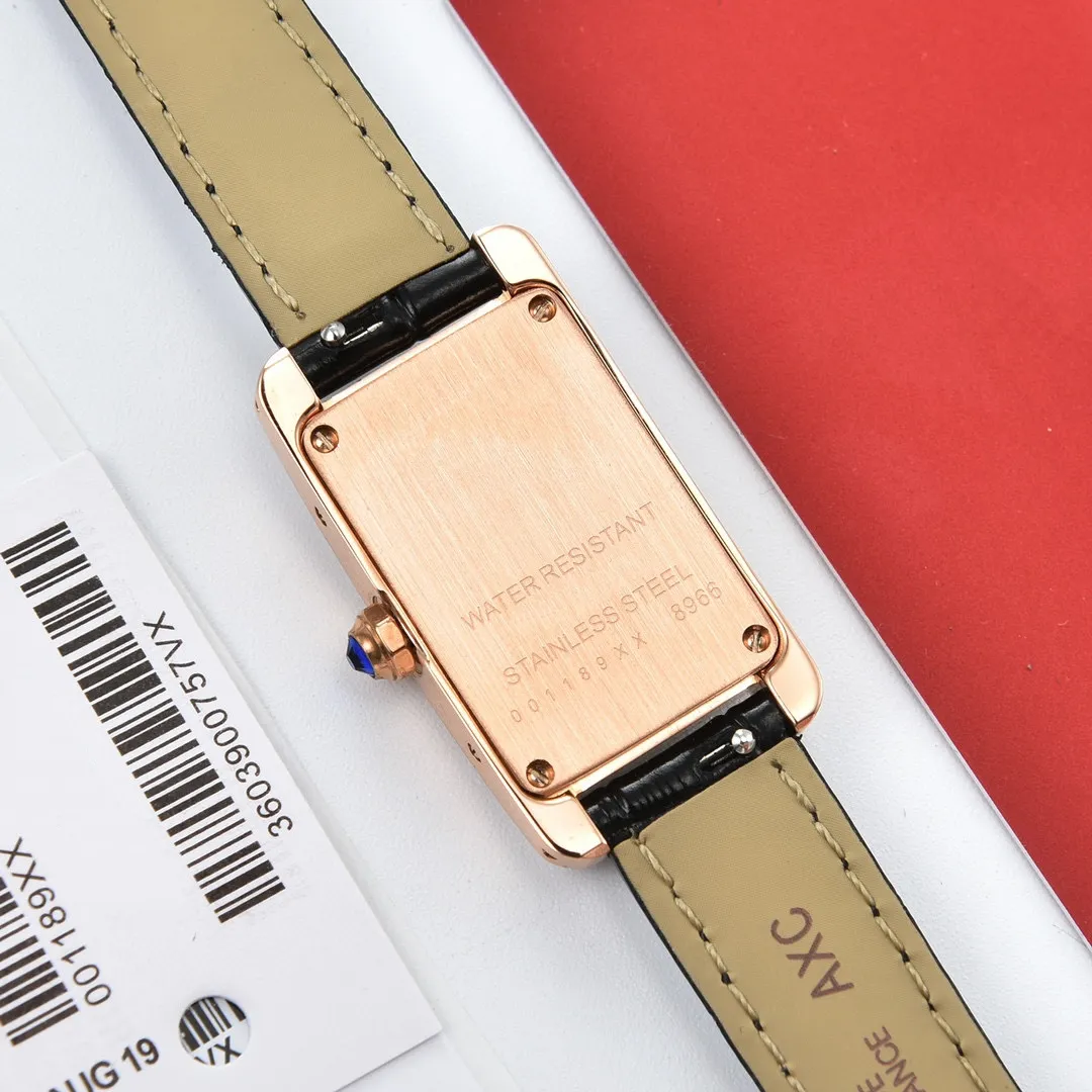 Nieuwe dame horloge vrouw rosé gouden kast witte wijzerplaat horloge quartz uurwerk jurk horloges lederen band 08-3272L