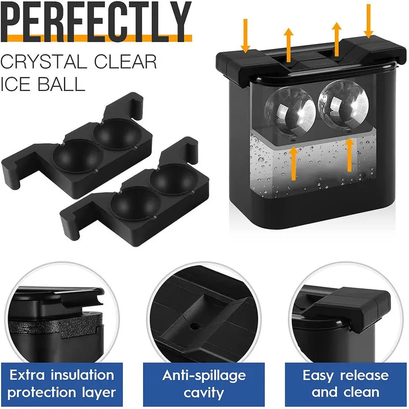 Crystal Clear Ball Press 구형 위스키 트레이 몰드 버블 큐브 큐브 제조업체 다이아몬드 두개골 아이스 박스 곰팡이 220611