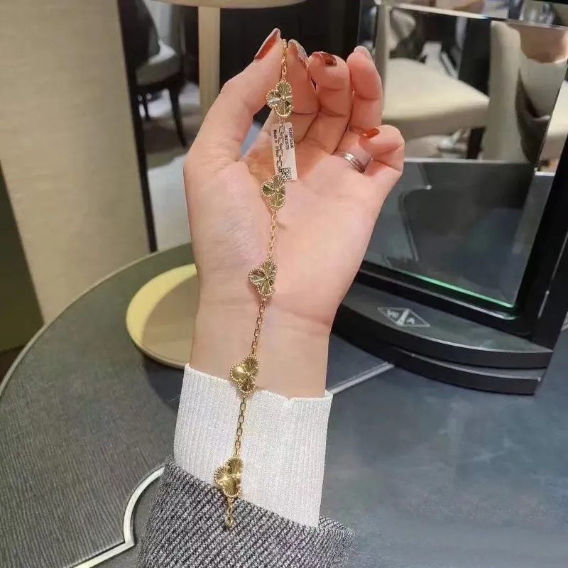 Neue Stil Frauen Armbänder Armreif 18K Gold Überzogene doppelseitige Armband Armband Manschette Kette Edelstahl Brief Anhänger Liebhaber GIF193c