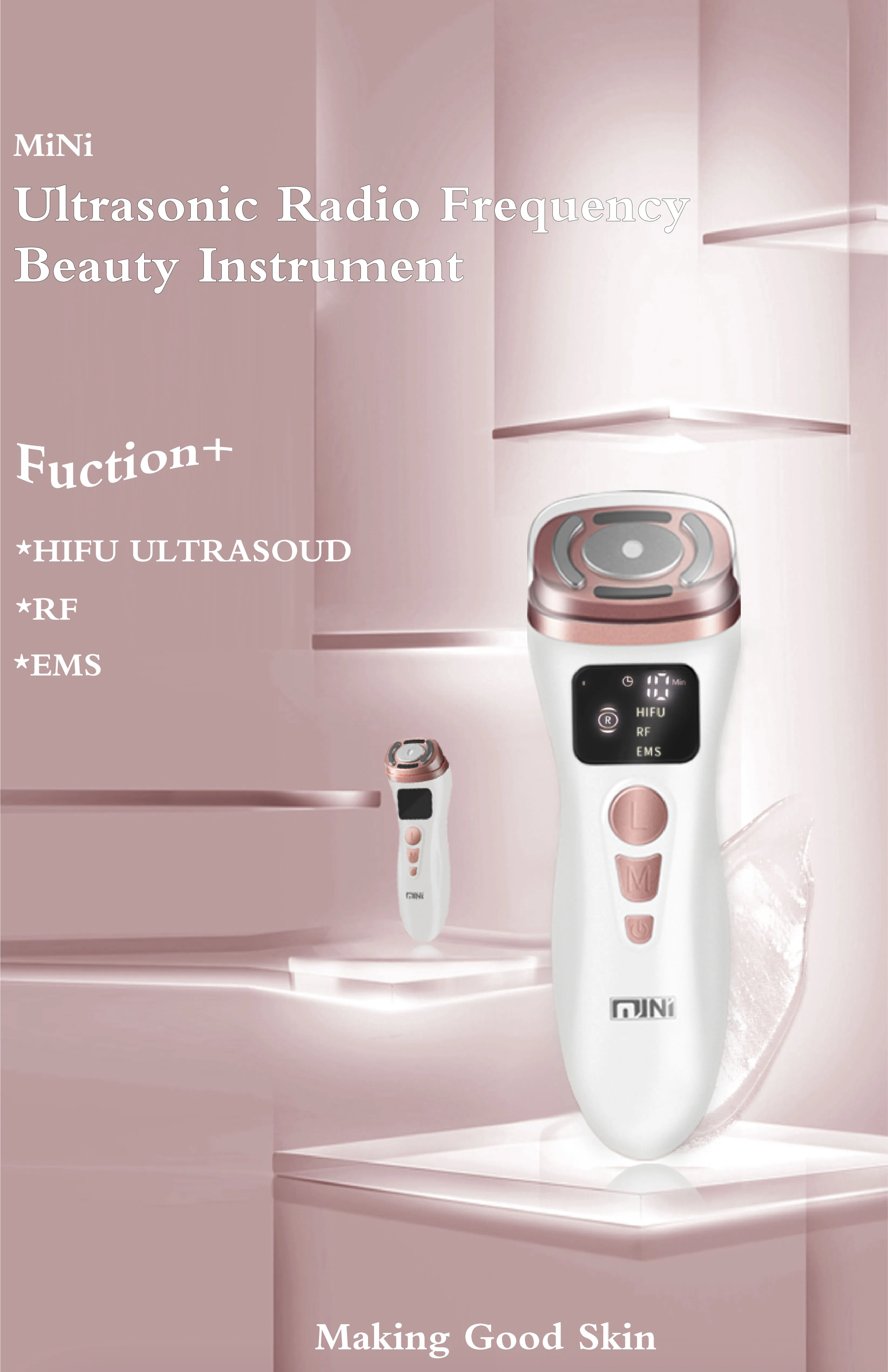 Elitzia Hifu RF EMS EMS Photon Ultrasonic Ringiovanimento Strumento di bellezza il massaggiatore viso