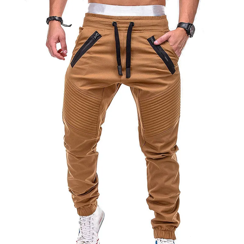 Mens Track Pants ince pantolon spor izleme erkekler moda çizme gereği zip şeritler cep ayak bileği bağlı uzun pantolon spor pantolon 220622