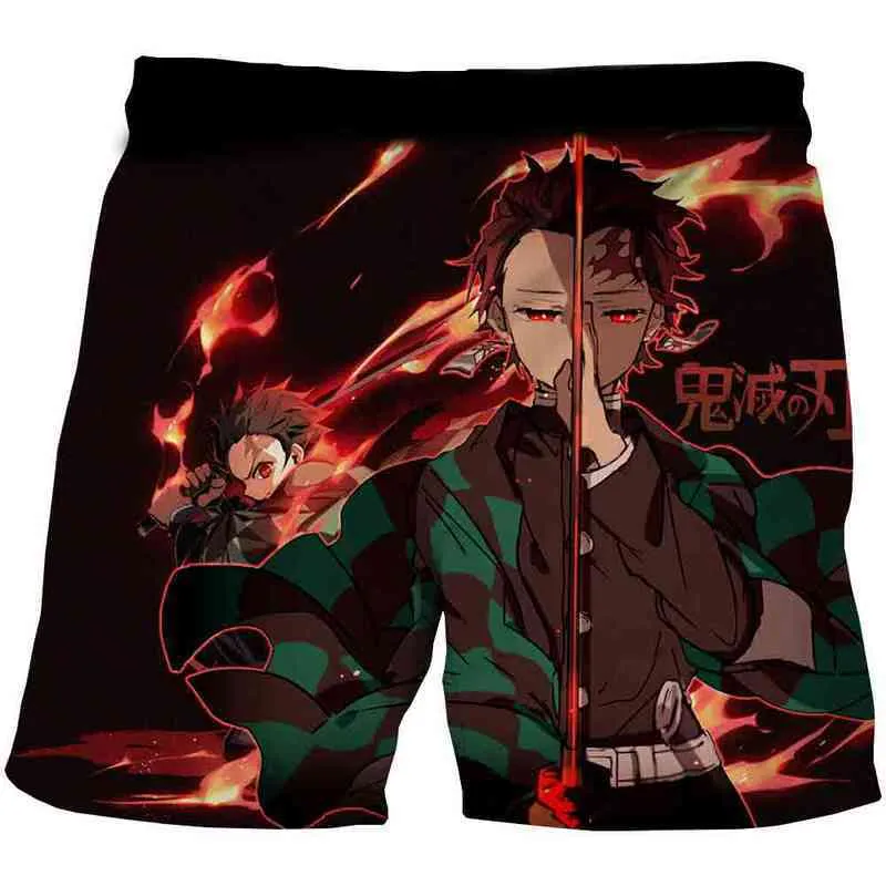 Kimetsu No Yaiba Anime Demon Slayer 3D Drukowane spodenki Mężczyźni i Kobiety College Style Korean wersja dzikiego luźna szeroka