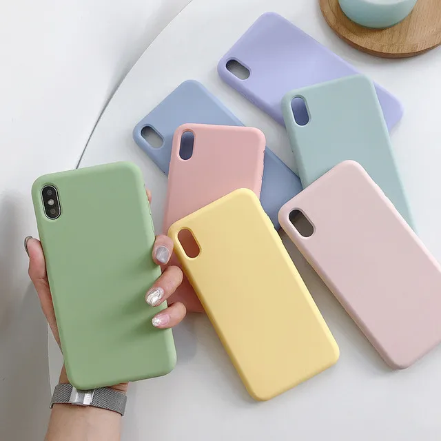 Silicone couleur unie téléphone étui pour huawei P40 P8 P9 P20 P30 Lite E 2017 Pro Mini couverture souple bonbons P Smart Z Plus 2019