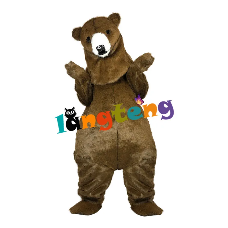 Mascot boneca traje 955 longa pele furiosa marrom simular violento urso mascote traje adulto festival festival festival feriado celebrar