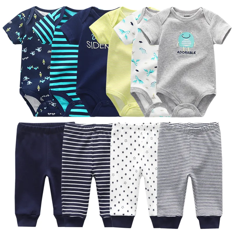 Born Gift Clothes Set Baby Boy Born Abbigliamento 6 pezzi Body 4 pezzi Pantaloni Outfit Vestito bambina Pigiama neonato Set in puro cotone 220602759689