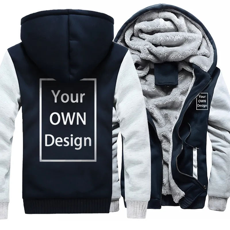 Maak je eigen ontwerp dikke hoodie diy op maat gemaakte print zip sweatshirt mode streetwear fitness heren s sportkleding hoodies 220722