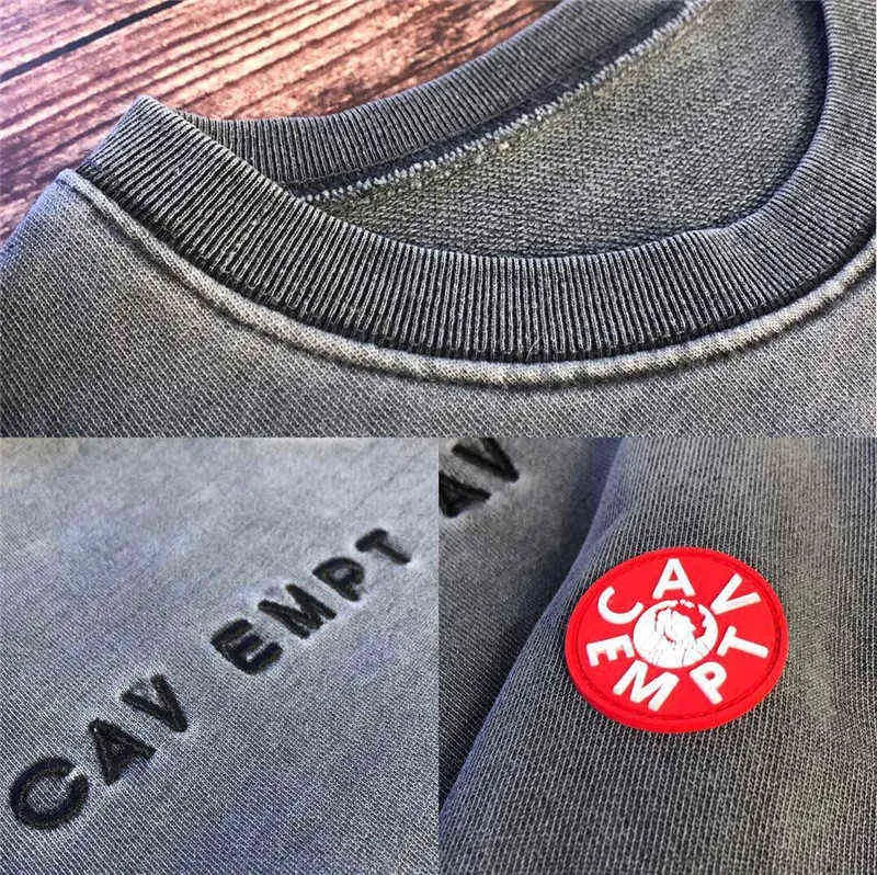 Tjock Batik Mörkgrå Cavempt C.E19AW Sweatshirts Crewneck Herr Kvinna Toppkvalitet Tvätt Cavempt Cav Empt Hoodie T220721