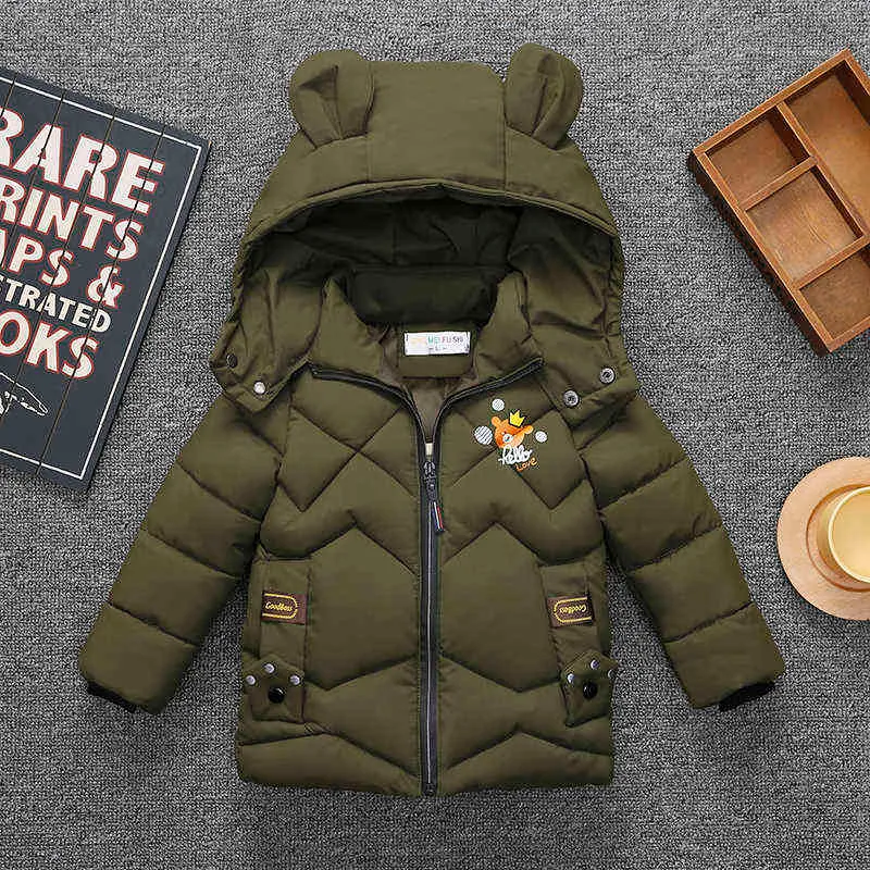 1 2 3 4 5 Year Winter Boys Coat Cartoon Bear Cute Warm Keep Thick Coat For kids Children Heavy Outerwear J220718