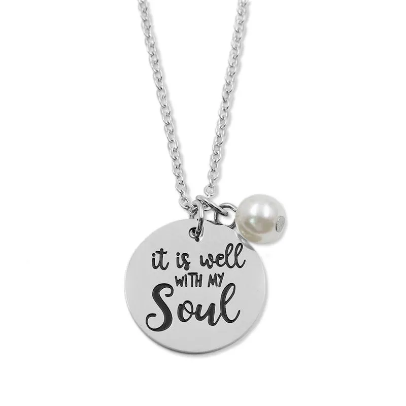 Ожерелья с подвесками, модное ожерелье с библейским стихом, моей душе хорошо, цитата из нержавеющей стали, христианские ювелирные изделия, подаркиPend219M