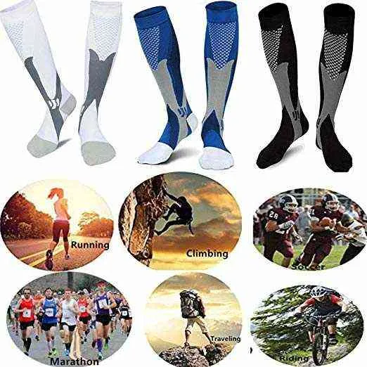 Compression Socks Men Women Running Athletic Medical Pregnancy Nursing Outdoor Travel Football Breathable Adult Sports Socks Y220803