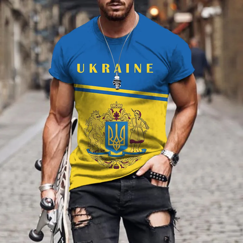 Oekraïne Vlag Heren 3d Afdrukken T-shirt Mode Retro Harajuku Ronde Hals Casual Persoonlijkheid Losse Oversized Zomer 220607