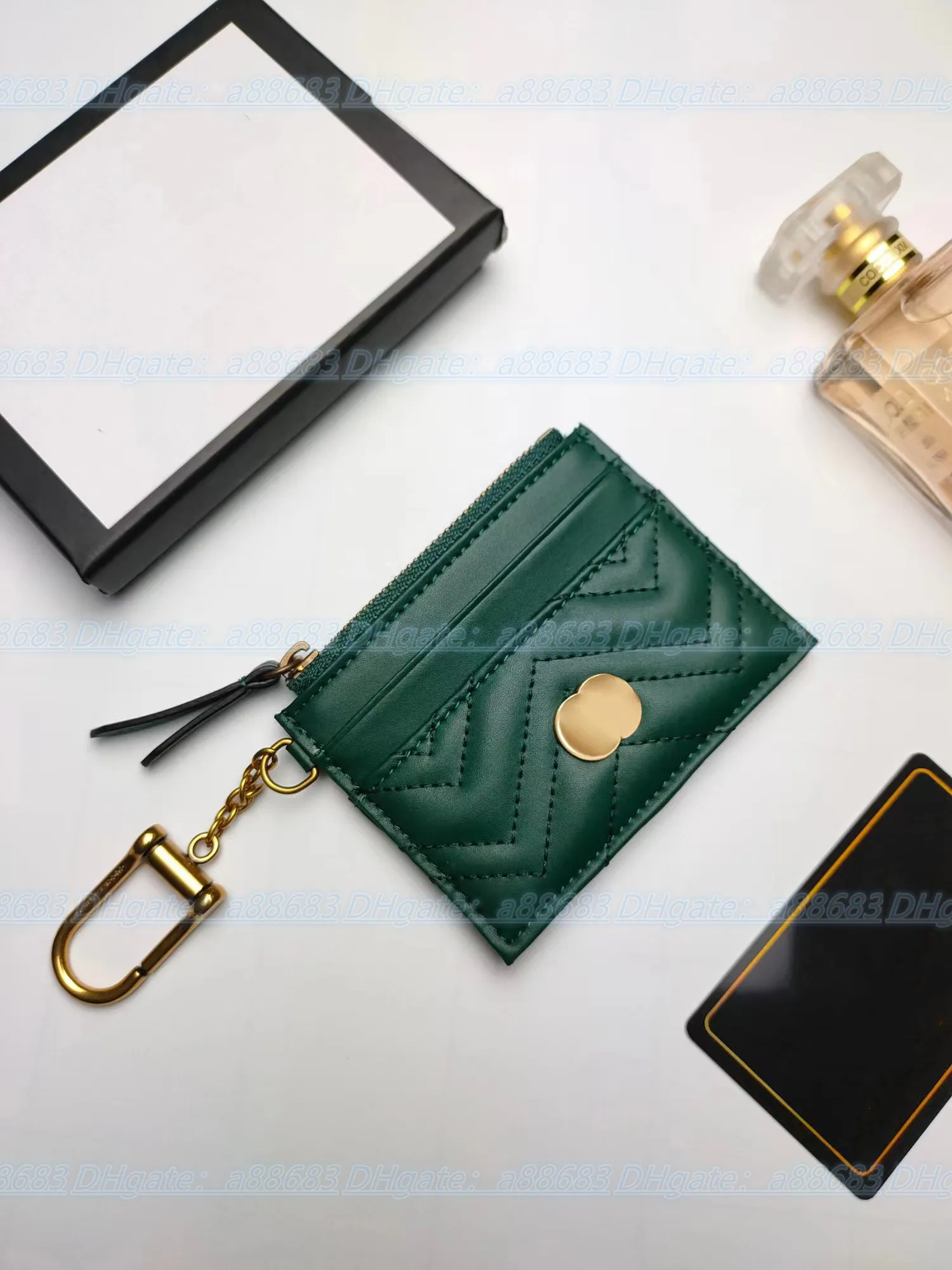 Luxurys Designers Card Holder Purse Key Famous Pouch Marmont dragkedja Plånböcker Modekort Hangbagmynt äkta män plånbok läder226q