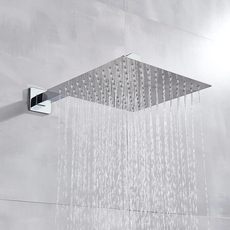 クロム隠されたバスルームシャワー蛇口セットウォールマウント8''10''12''16 ''降雨シャワーヘッドホットアンドコールドミキサータップ