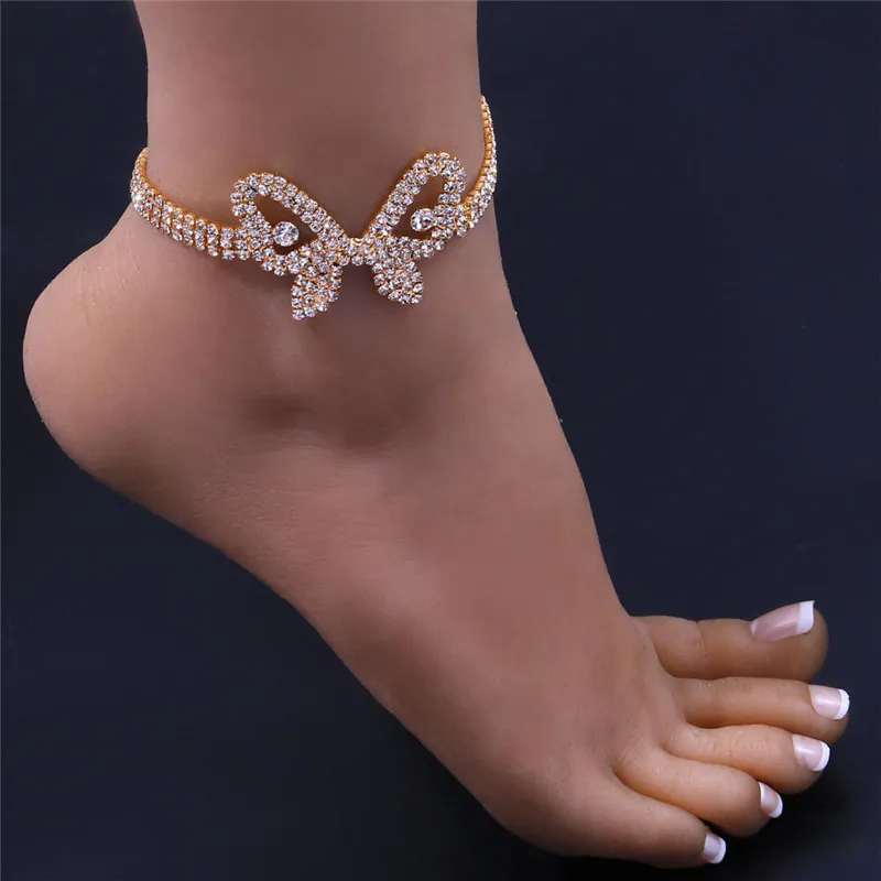 Huitan Creative Butterfly Anklet for Women Silver Gold Color Fashion Fashion Armband Leg Chain Anklets smycken