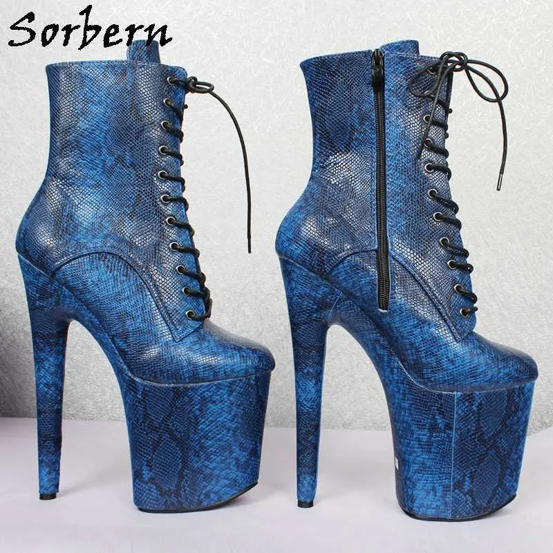 SORBERN Python EXotic Polon Dancer Bottes pour femmes Plateforme Chaussures Custom Goth Chaussures Made-Commandez Bottes Chunky Femme Grande taille