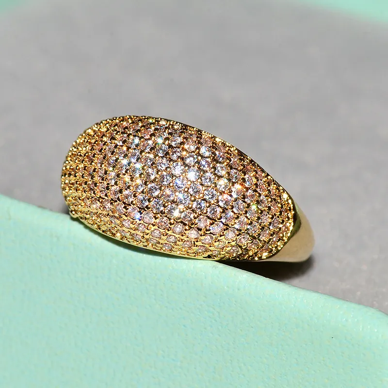 Veri anelli in oro 18 carati Donna Luxury Full Diamond Gioielleria raffinata Anniversario di matrimonio Festa GirlfriendWife Gift Bijoux Femme 220808