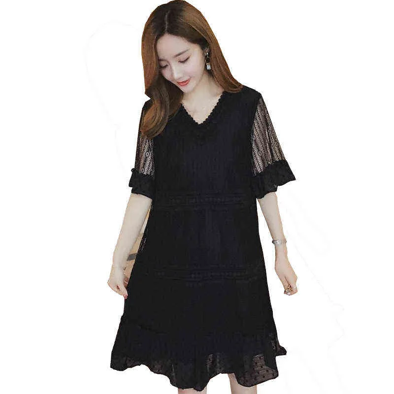 Fashion Short Flare Sleeve Lace Nursing Dress Pregnancy Breastfeeding Clothing Postpartum Maternity Breastfeeding Dress Mini Dresses J220628