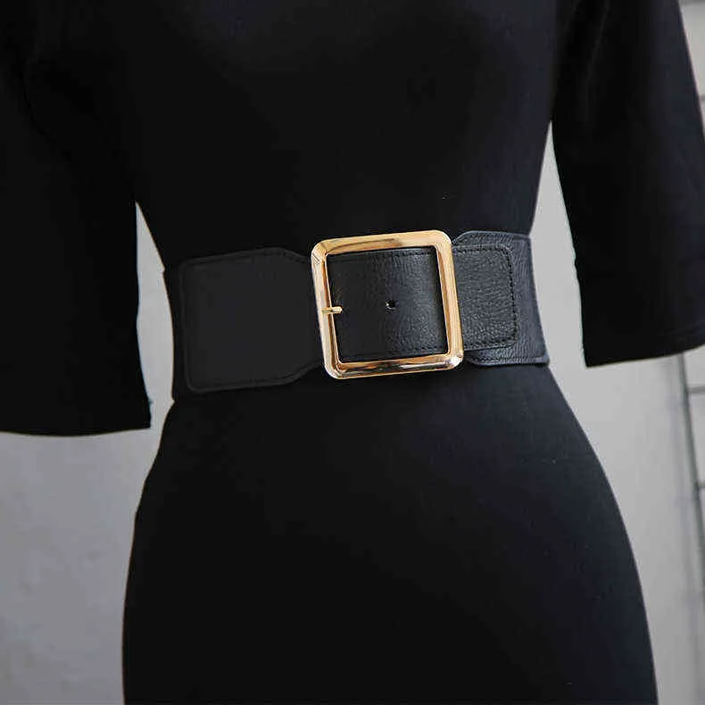 2022 cinghia femminile con fibbia quadrata con fibbia elastica coccodrillo coccodrillo design di lusso largo cintura