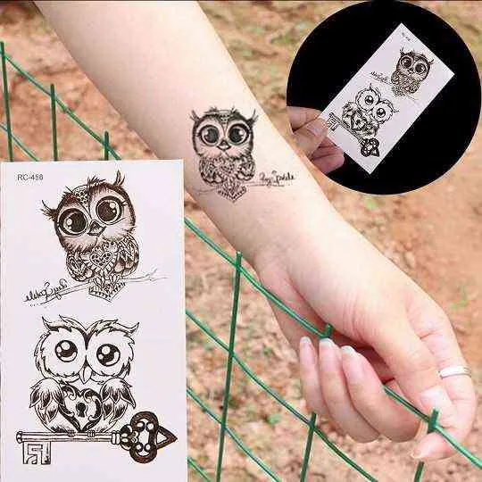 NXY Temporary Tattoo Cute Owl Waterproof Stickers Body Art Makeup Water Resistant Sticker Women Men Dropshipping Tslm1 0330