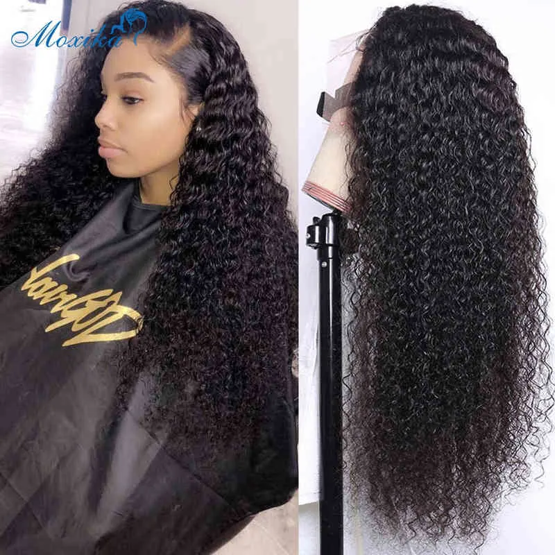 13x4 Kinky Curly Lace Front Human Hair Peruki Przezroczyste frontal dla kobiety Brazylijskie kobiety 220608