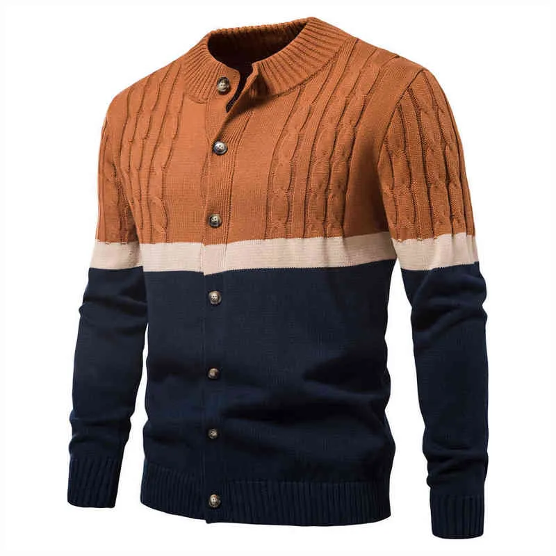 2022 otoño nueva moda para hombres cuello alto color a juego cardigan suéter tamaño europeo l220801